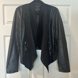 2/$20 Charlie Paige faux Black Leather / Suede open Jacket